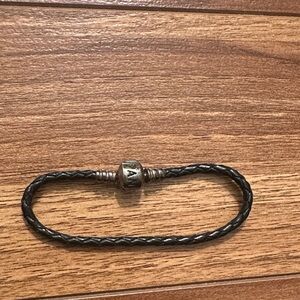 Pandora Braided Black Bracelet with Silver Clasp